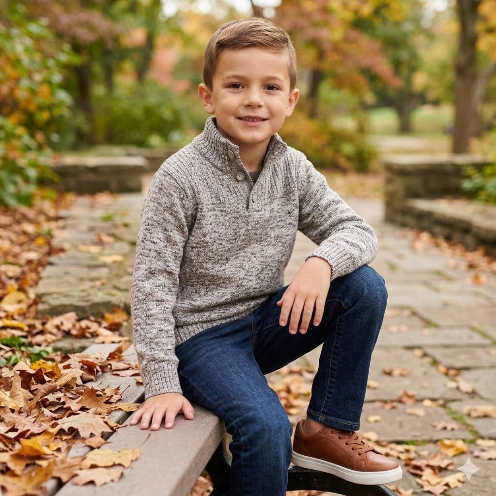 Palomino Kids Grey Pullover Sweater Mock Neck Size 7 Cotton Blend